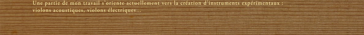  Une partie de mon travail s’oriente actuellement vers la création d’instruments expérimentaux :
violons acoustiques, violons électriques…